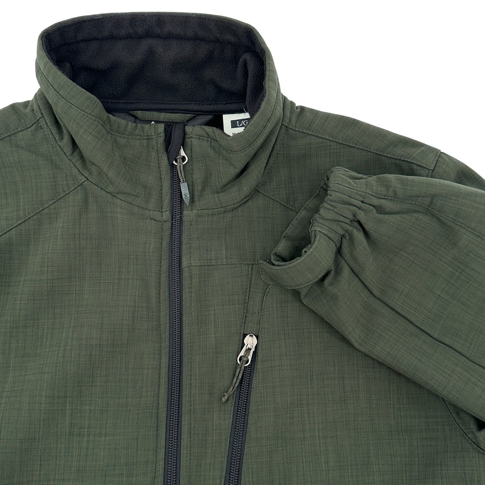 Black Diamond Jacket Mens Large Softshell Olive Green Full Zip Fleece Lined